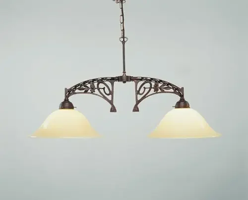 Antike Hängeleuchte Messing Glas Elfenbein E27 86 cm Handgefertigt