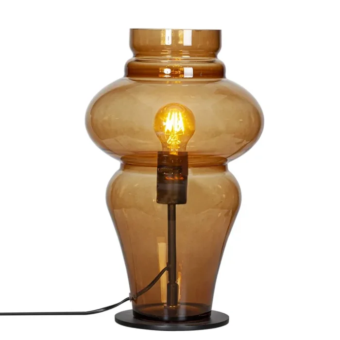 Ausverkauf Tischlampe Rauchglas Metall 40,6 cm hoch E27 Vintage Design