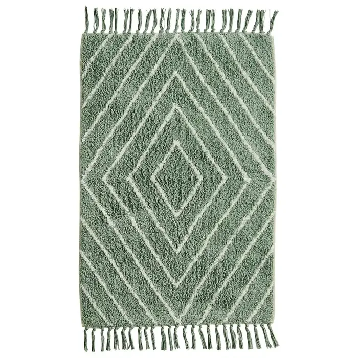 Badematte 60×90 cm, Dusty Green/Altweiß Neu