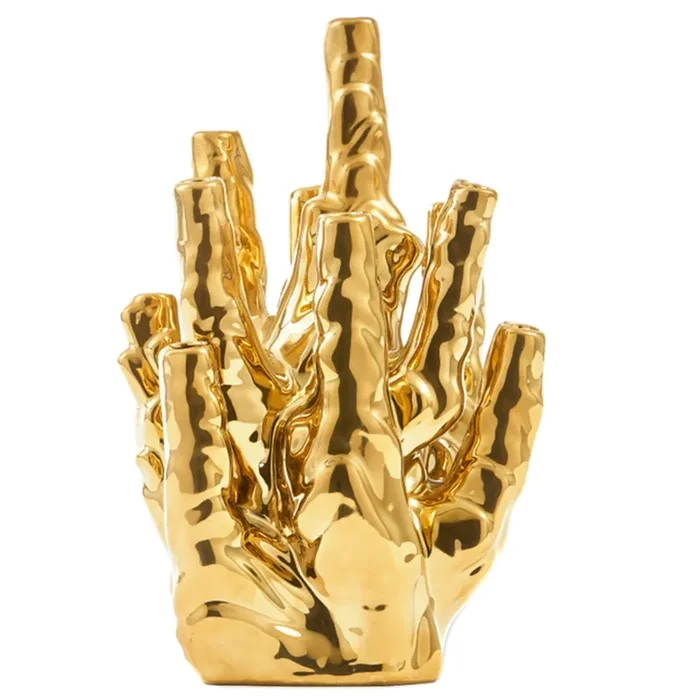 Coral Vase Gold, 10 Tulpen Echt
