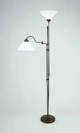 Deckenfluter Antik Messing Glas E27 200 cm blendarm Original