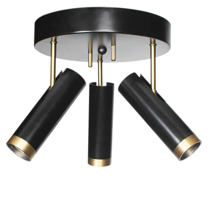 Deckenstrahler rund 3-flammig GU10 B: 30 cm Schwarz Gold Sonderaktion