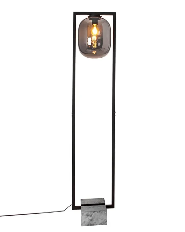 Garantierte Lieferung Stehleuchte Rauchglas Metall Stein 150 cm Retro Design E27