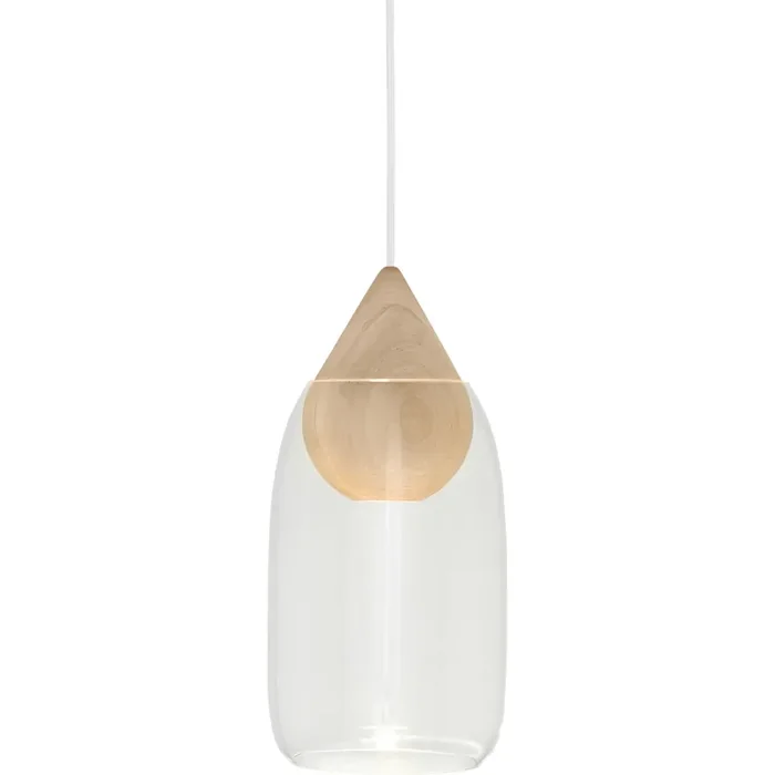 Geprüft Liuku Drop Hängelampe, Mattlackiert Lindenholz / Transparent Glas