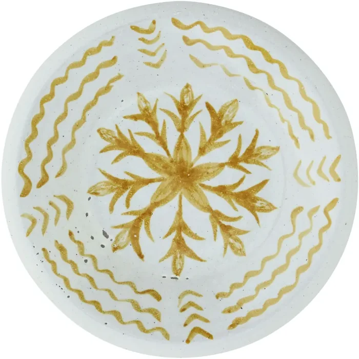Geprüft Tablett Terrakotta 20 cm, Weiß / Gelb