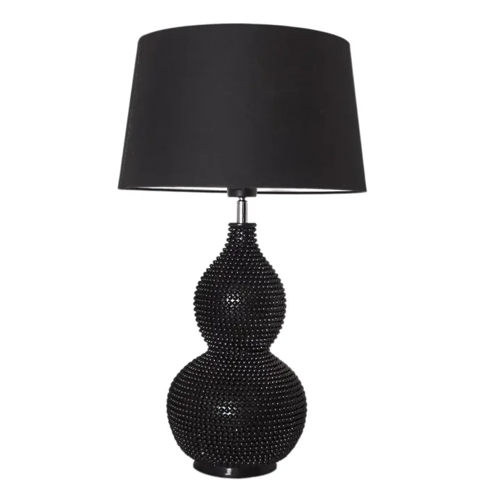 Geprüft Tischleuchte Schwarz 56,5 cm hoch E27 Metall Stoff Modern