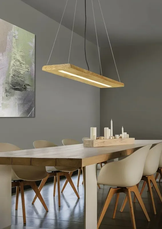 Günstig Trio Brad LED Pendelleuchte27W dimmbar Holzfarbig warmweiss