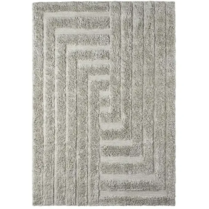 Handgefertigt Shaggy Labyrinth Wollteppich 250×350 cm, Grau