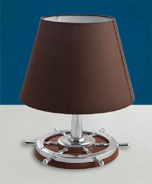 Heute Kaufen Tischleuchte Messing in Chrom Braun H:40cm Maritim