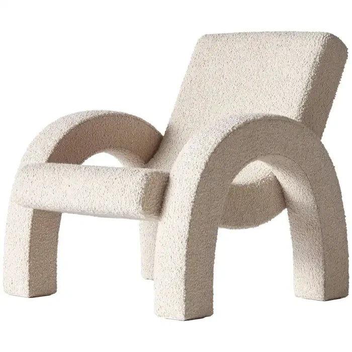 Hochwertig Arco Loungesessel Klein, Bouclé-Stoff Beige