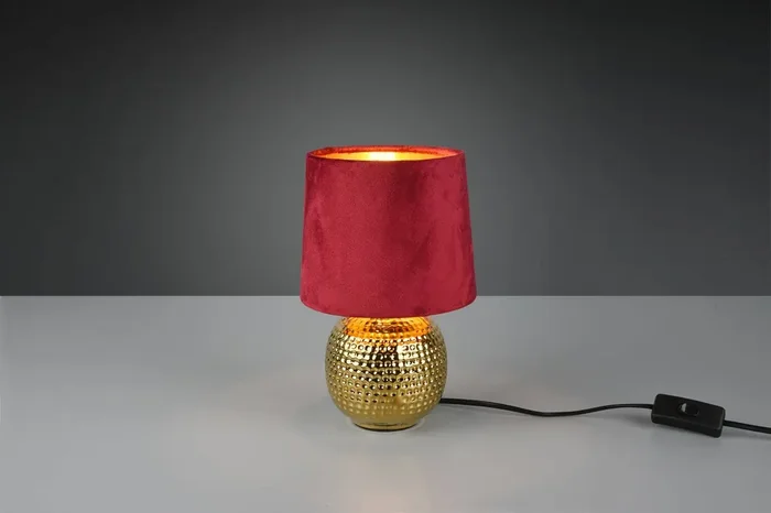 Jetzt Zugreifen Reality Sophia Tischleuchte E14⌀16cm Goldfarbig Samtschirm Rot