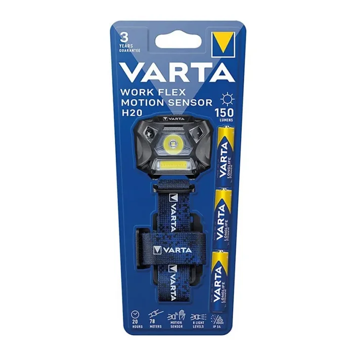 Jetzt Zugreifen Varta 18648101421 – Dimmbare LED-Stirnlampe mit Sensor WORK FLEX LED/3xAAA IP54