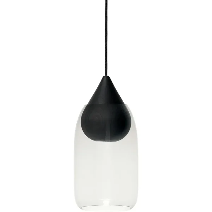 Liuku Drop Hängelampe, Schwarz Gefärbt Lindenholz / Transparent Glas Neue Ware