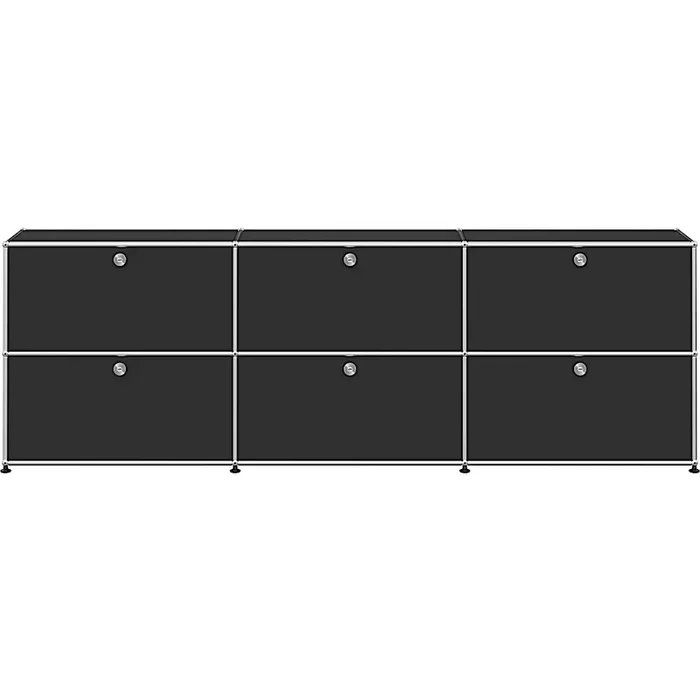 Markenware Sideboard 3 x 2 – modifizierbar – USM 30 graphitschwarz