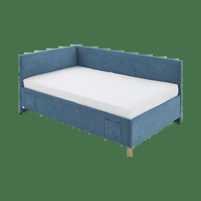 Mega-Angebot Coolfurn Polsterbett Colina Bezug Deep Ocean Fuß Eichefarben 90×200 cm