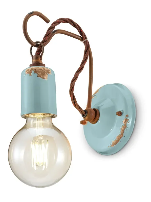 Mengenrabatt Wandlampe Metall 18 cm hoch Hellblau Shabby Antik E27