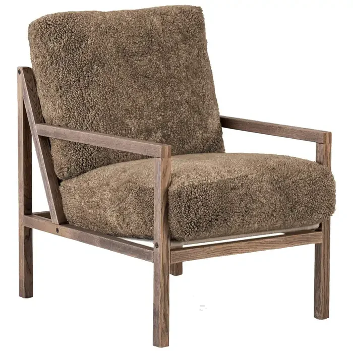 Neu Im Sortiment Seventy Five Wood Sessel, Geräucherte Eiche / Schaffell Sahara