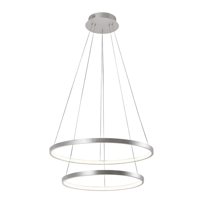 Premium LED Pendelleuchte Ringe in Silber Metall Ø50 cm 2990 lm