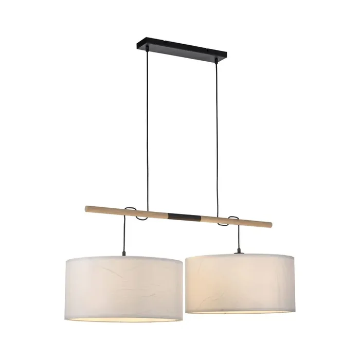 Premium Runde Pendelleuchte Papier Holz E27 107 cm gemütlich