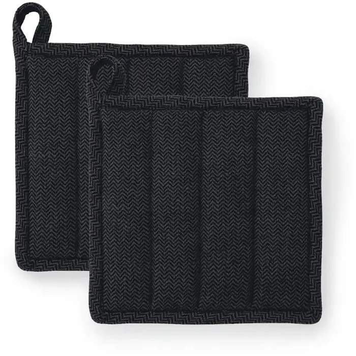 Top-Qualität Garn Topflappen 22×22 cm 2-er Set, Dunkelgrau